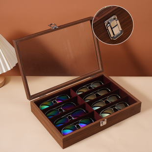 胡桃木质眼镜盒高档天窗大容量近视镜太阳镜墨镜腕表首饰收纳展示