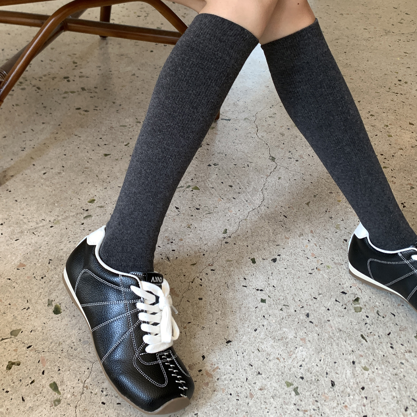 经典纯色压力小腿袜女秋冬毛圈袜