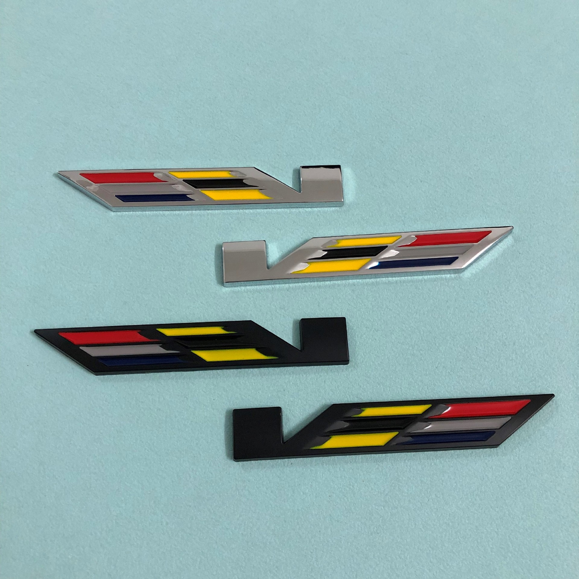 适用凯迪拉克叶子板侧标CT5 XTS CT6 XT4 xt5改装车身V标金属车贴