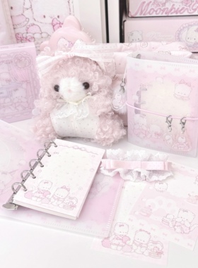 MG原创手账本猫咪系列M5斜纹绑带活页二折手账可书写笔记小卡本