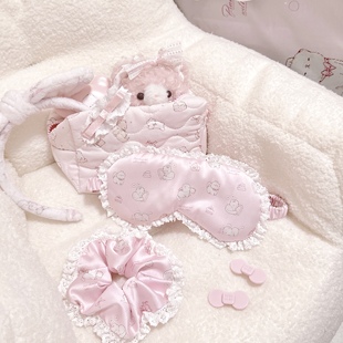 MG原创眼罩发圈猫咪绸缎蕾丝边少女感睡眠神器遮光柔软贴合不勒眼