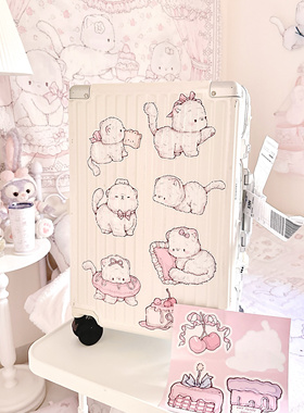 MG原创装饰贴团团猫贴纸行李箱储物箱木柜书桌电动车防水遮挡贴画