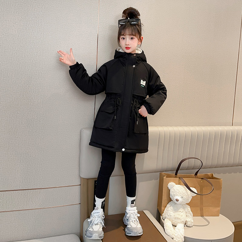 女童棉服冬季儿童装加绒派克服2026款洋气女孩外套连帽加厚上衣