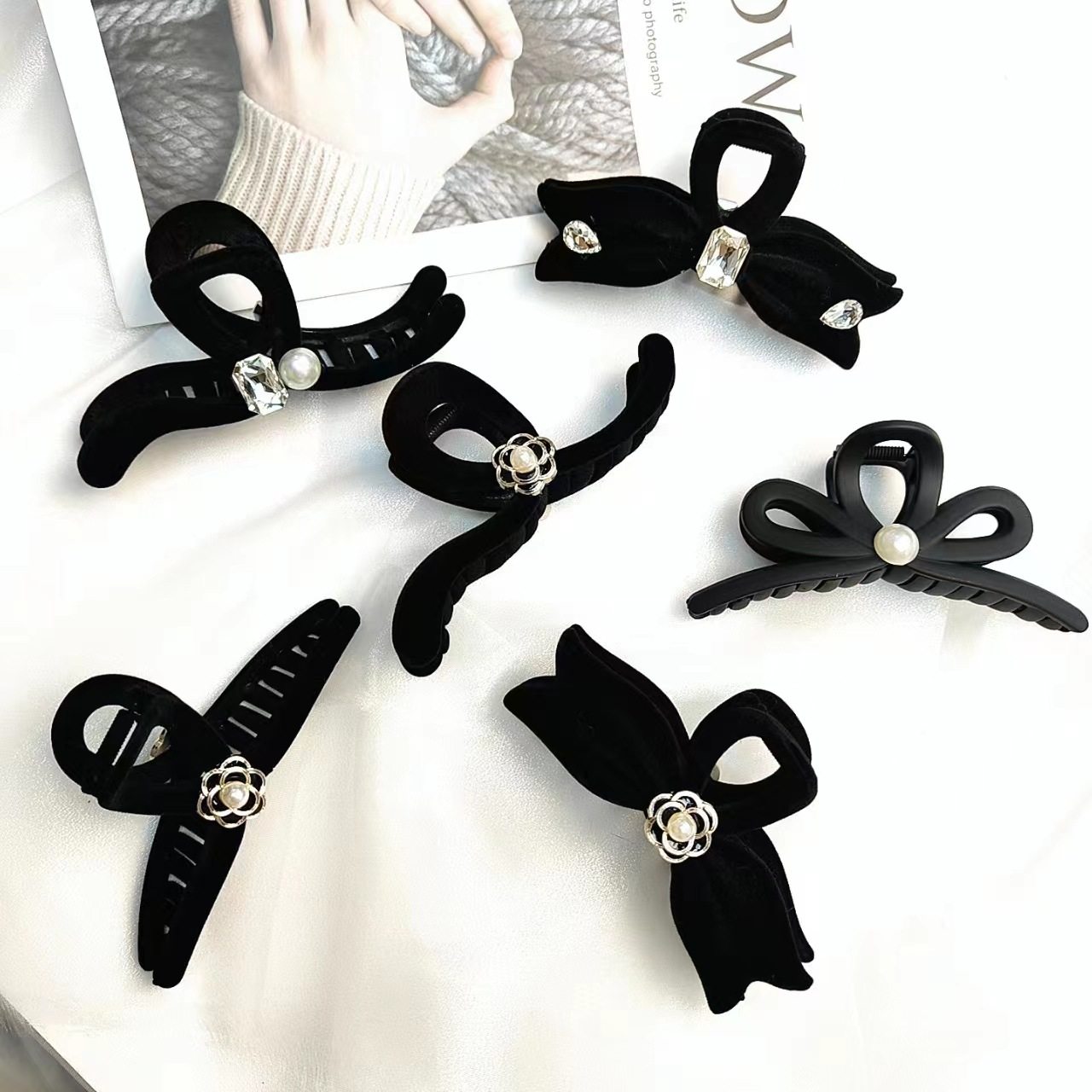 新款复古小香风抓夹大号黑色丝绒感鲨鱼夹头饰气质植绒抓夹,饰品/流行首饰/时尚饰品新,民族风发饰,淘宝优惠券,粉丝福利购,淘宝优惠卷