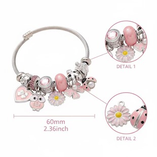 潘家手链-DIY跨境爆款手镯粉色滴油猫头鹰向日葵蝴蝶结瓢虫首饰品