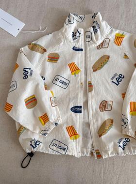 儿童外套2025春夏男女童日系潮牌汉堡字母防晒衣宝宝小童洋气上衣