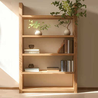 实木书架落地置物架家用客厅多层收纳储物柜子简易靠墙展示架子