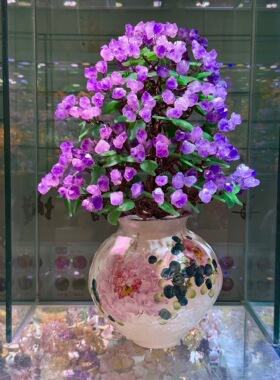 紫水晶发财树黄水晶摇钱树家居摆件客厅玄关酒柜店铺开业乔迁送礼