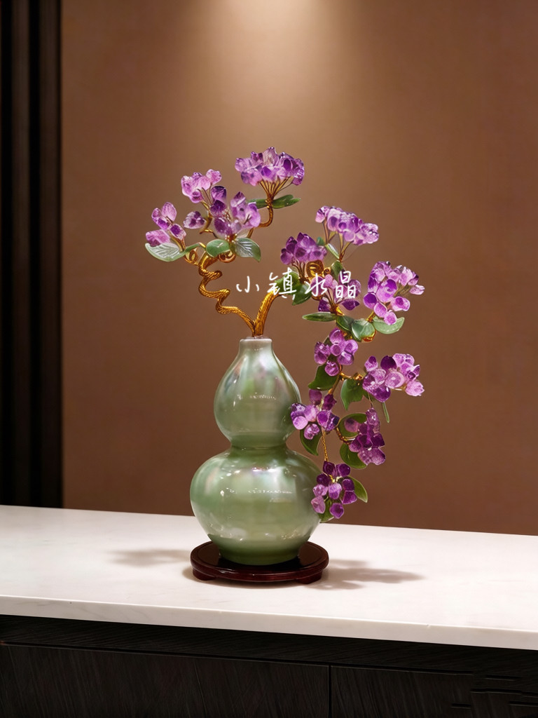 天然紫水晶发财树黄水晶摇钱树摆件客厅玄关装饰乔迁新居礼物送礼