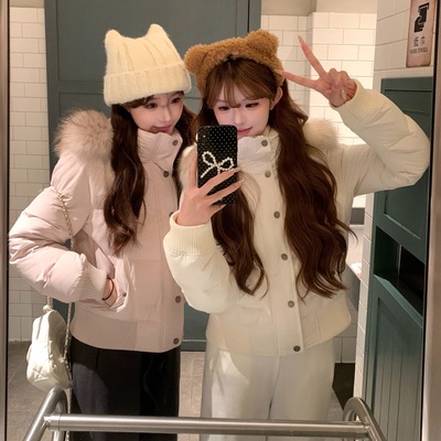 2026冬季韩版初梦POKEMENG 爱神贝拉 显瘦内里加绒貉子毛羽绒棉服