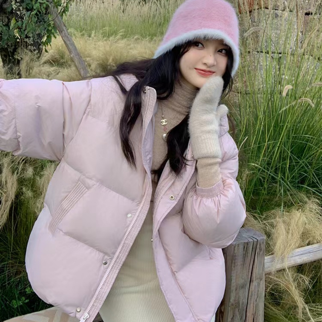 花栗鼠小姐韩系短款羽绒棉服2024新款冬季小个子宽松棉衣外套