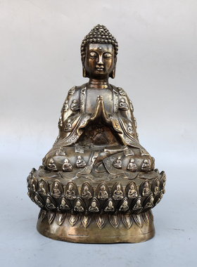 黄铜千佛万佛如来佛坐像摆件仿古