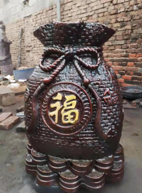 黄铜招财门厅特大号存钱罐金钱袋