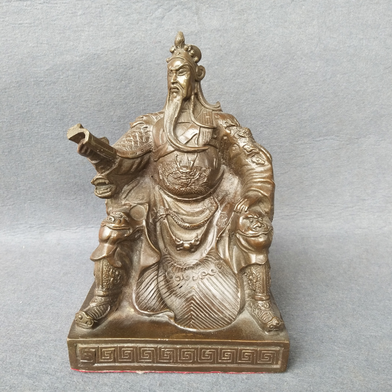 仿古铜关公摆件铜武财神关二爷关羽看书读春秋风水门厅招财桌面