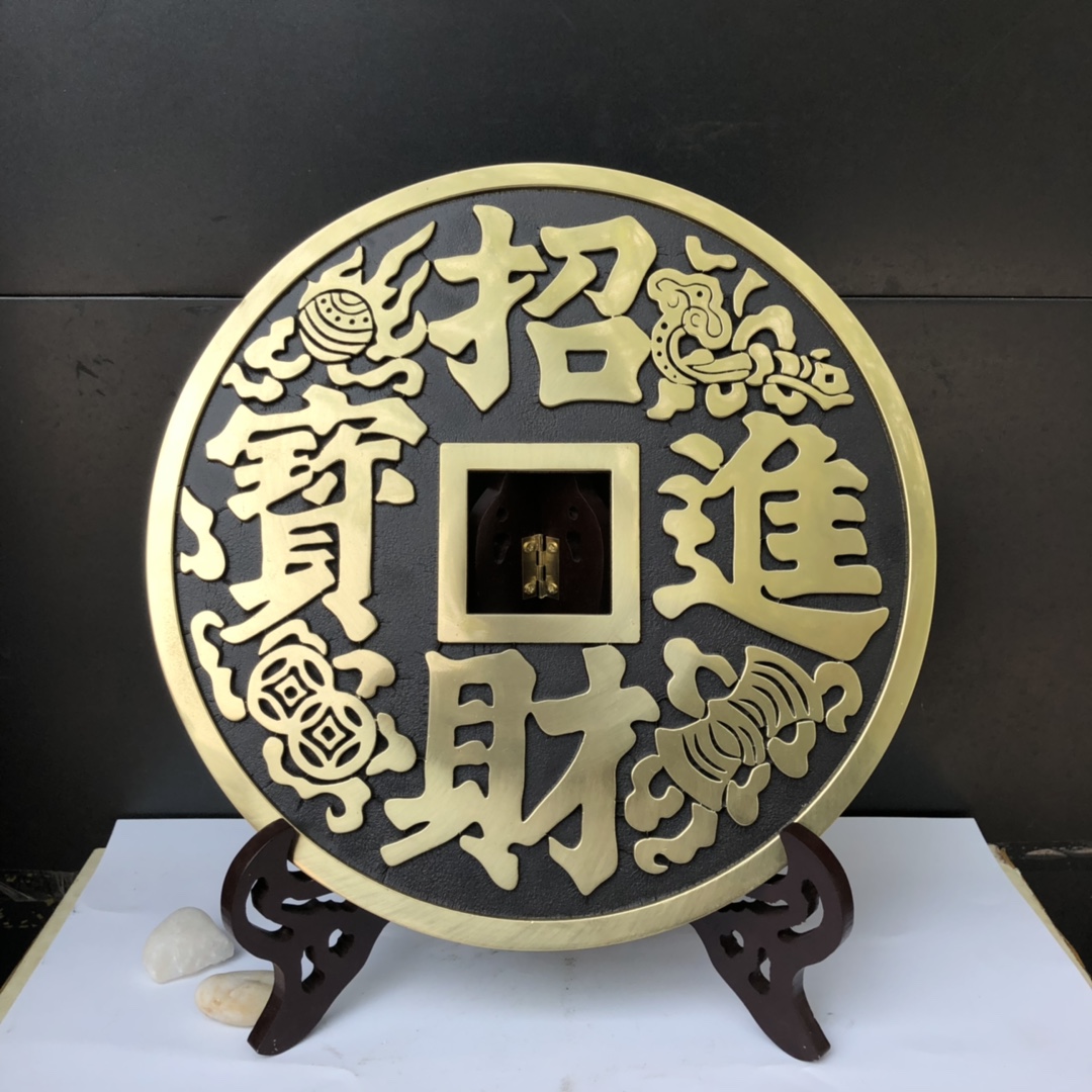 特大号招财进宝铜钱摆件挂件裕到眼前双鱼铜钱家居镇宅之宝钱摆件