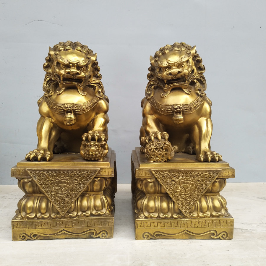 铜狮子摆件一对大小号宫门狮故宫狮子招财镇宅家居门厅瑞兽装饰