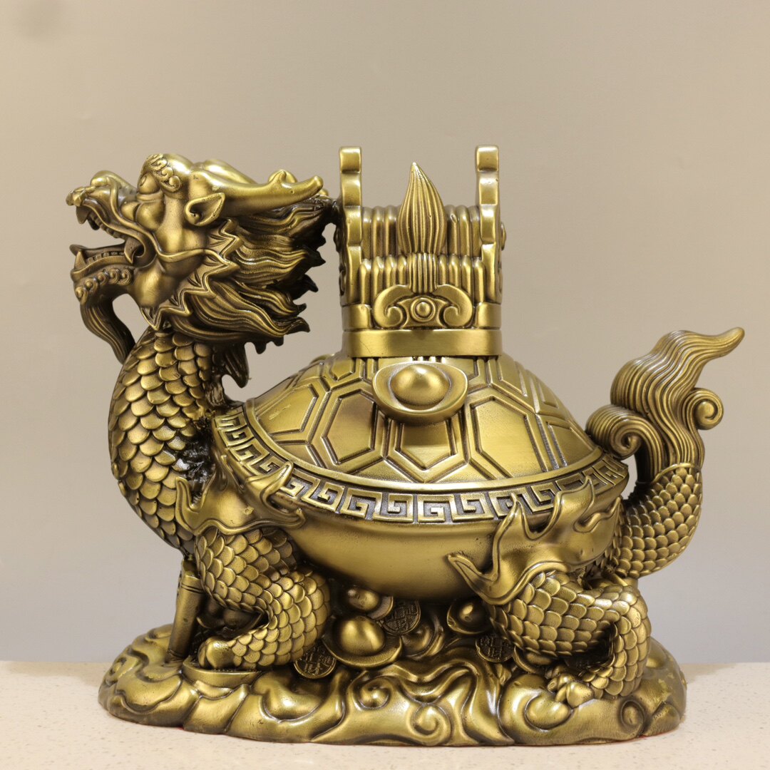三元及第铜龙龟摆件大号官帽龙龟元宝招财书房办公室桌面工艺品