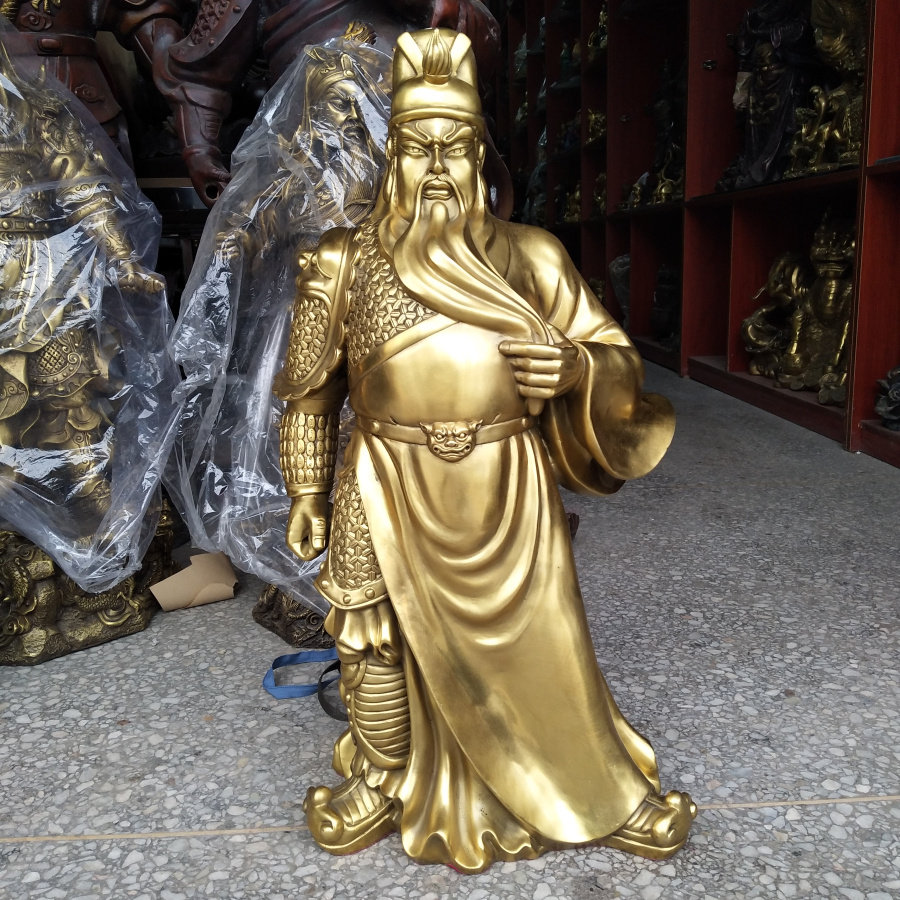 关二爷托宝神像招财门厅摆件黄铜图片
