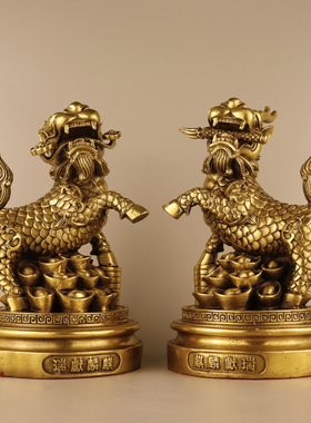 黄铜招财中式客厅神兽麒麟摆件