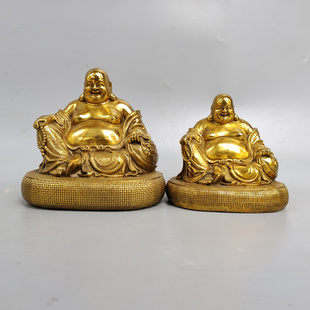 黄金袋笑佛铜像摆件铜大肚米勒弥勒佛坐像家居招财聚财中式工艺品