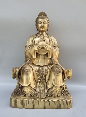 黄铜中式佛堂泰山奶奶桌面摆件
