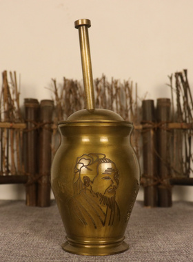 黄铜中式药店铜捣药罐中式用品