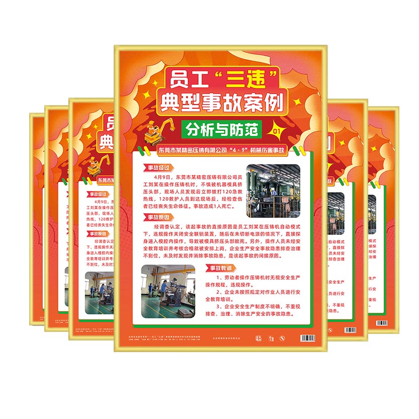 包发票  员工三违典型事故案例分析与防范宣教挂图6张 海报宣传画