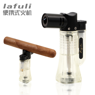Lafuli雪茄打火机 直冲防风火机便携塑料火机单火带雪茄支架