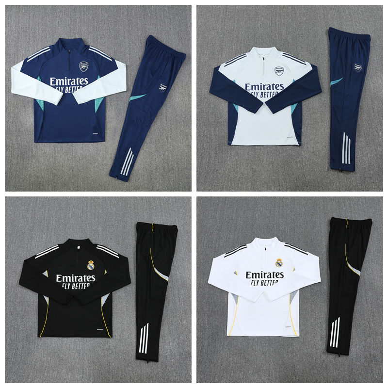 皇马尤文C罗长袖足球训练服套装梅西巴萨球衣巴黎队服阿森纳球服