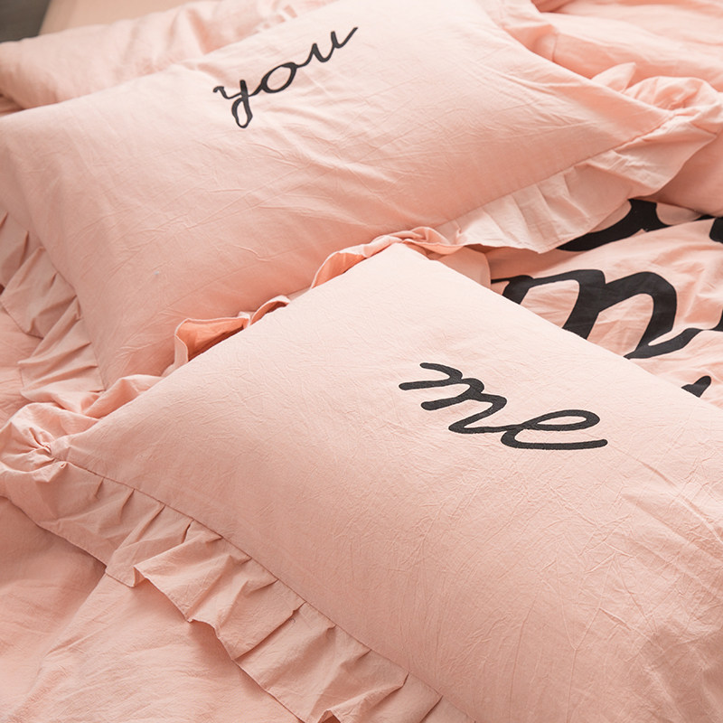 荷叶花边公主风少女心全棉水洗棉枕套英文字母印花纯棉单人枕头套|msdalam kategori seperai dan bantal, sarung bantal - dari Buy2taobao.com untuk memberikan perkhidmatan ejen Taobao profesional membeli