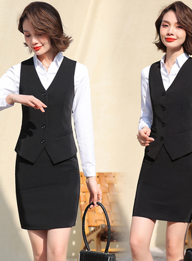 西装马甲女士2025春秋季黑色马夹背心坎肩外穿外套职业正装工作服