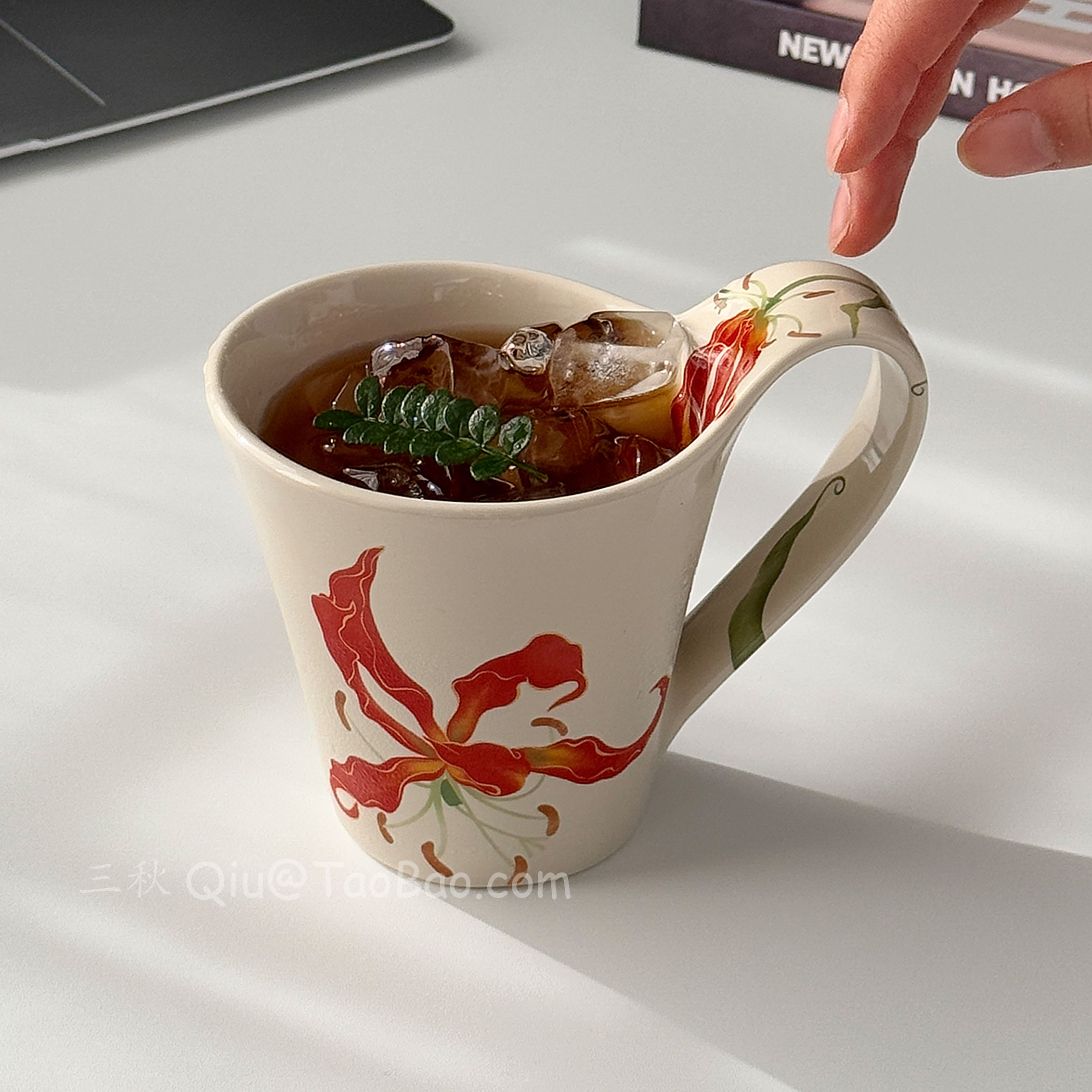 Sanq复古嘉兰流线陶瓷马克杯