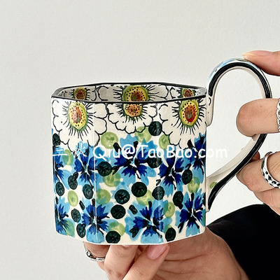 限定复古手绘蓝浆果马克杯