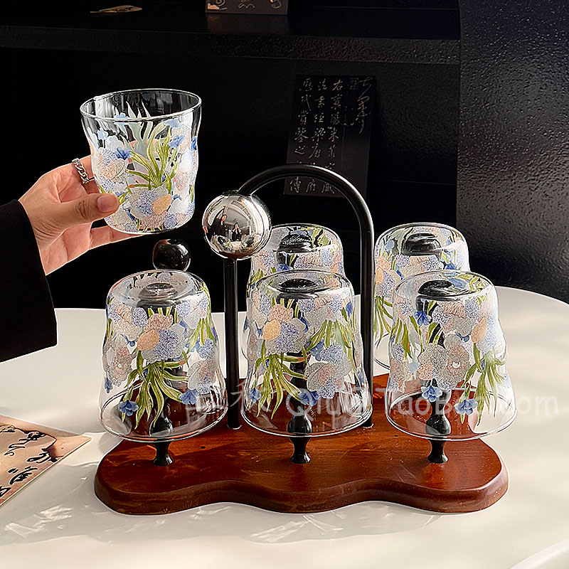 新中式插畫鳶尾花家用客廳水杯子