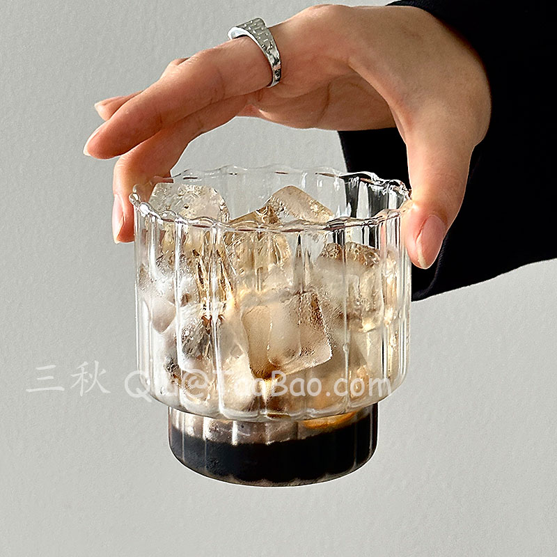 复古耐高温可叠竖纹玻璃杯冷萃杯