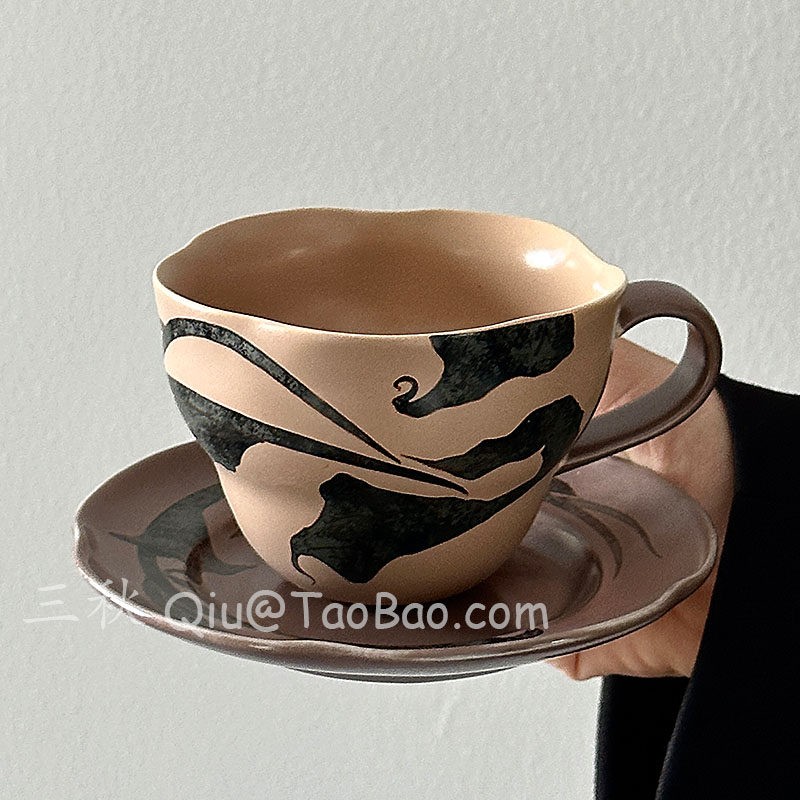 中古风赫本花瓣咖啡杯碟下午茶杯