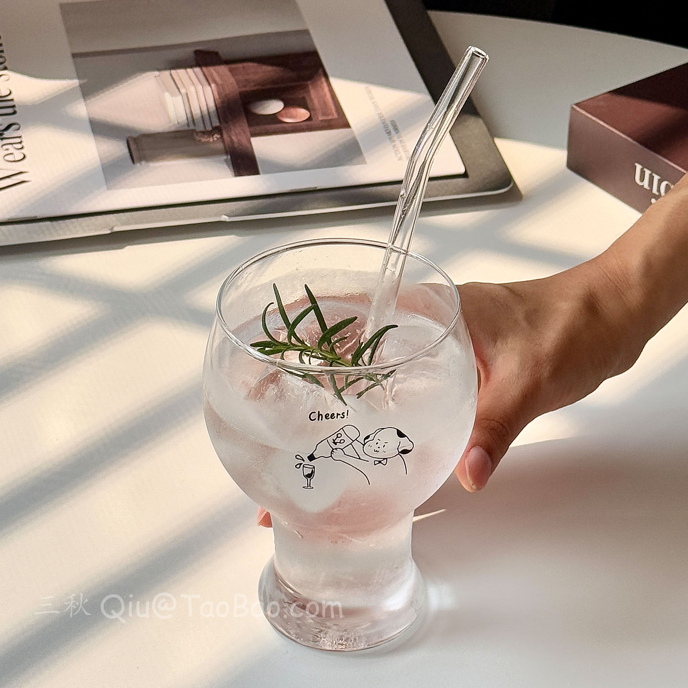 卡通可爱倒酒修狗玻璃杯ins风水杯牛奶杯高颜值啤酒饮品杯咖啡杯
