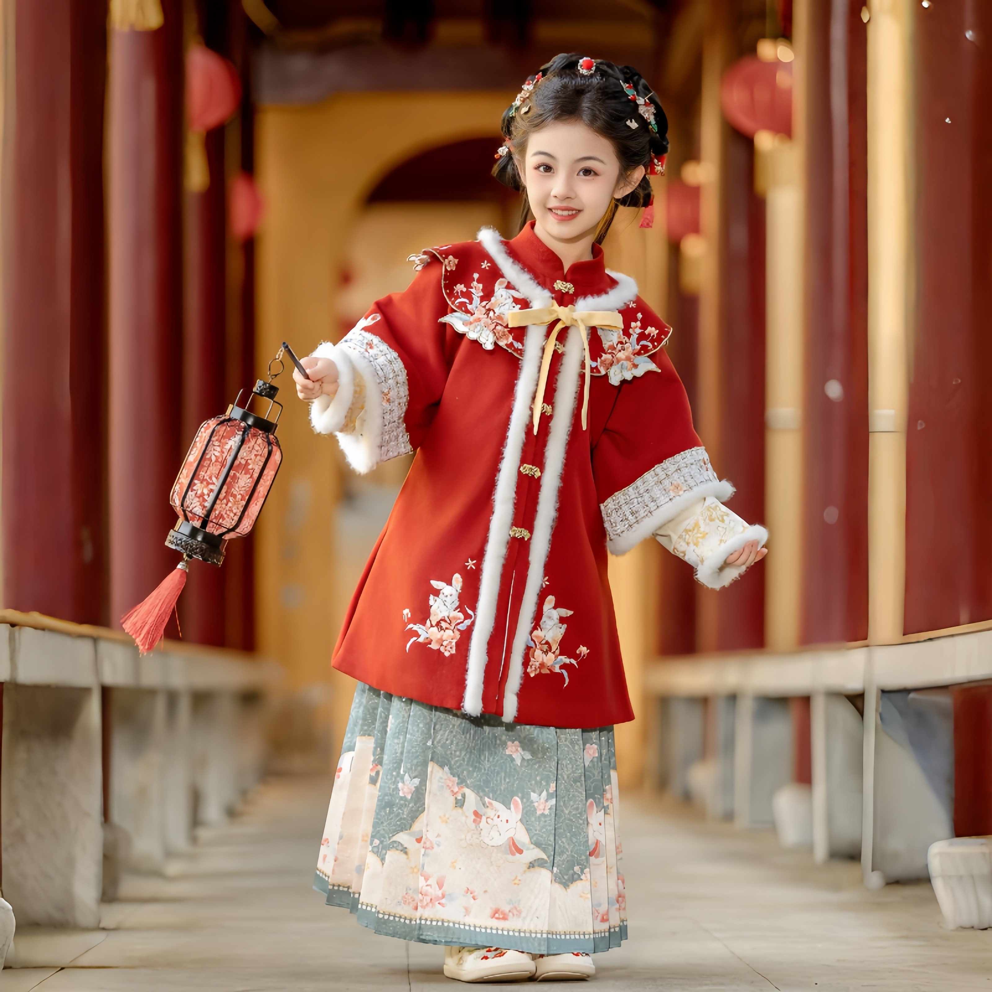 汉服女童冬季新款中国风拜年服儿童新中式明制加厚马面裙套装唐装,童装/婴儿装/亲子装,唐装,淘宝优惠券,粉丝福利购,淘宝优惠卷