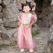 中国风超仙连衣裙唐装 原创石矶宝宝cos套装 2025新款 汉服女童夏季