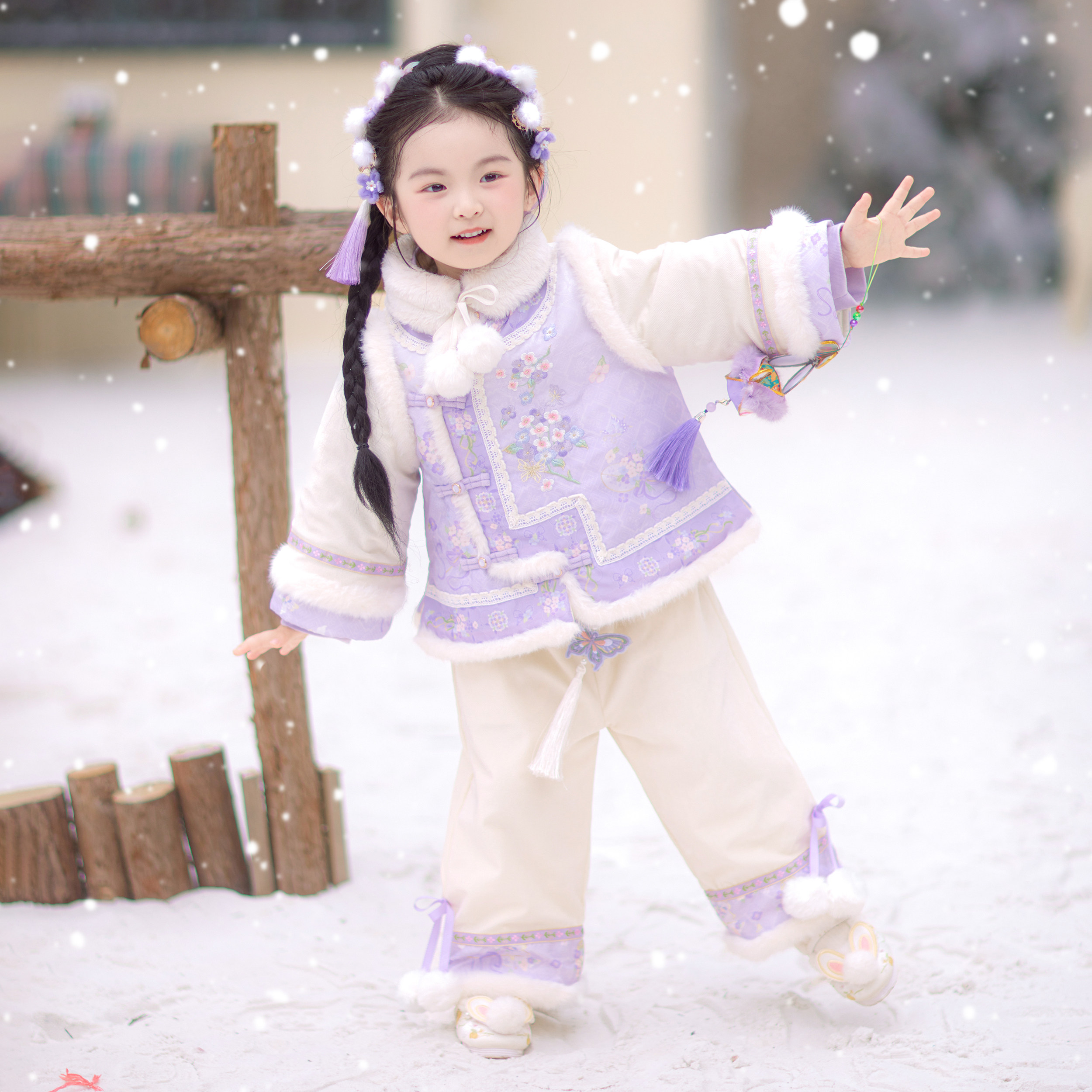 兮兮家汉服女童冬季新款国风新中式裤子套装超仙拜年服唐装婉紫,童装/婴儿装/亲子装,唐装,淘宝优惠券,粉丝福利购,淘宝优惠卷