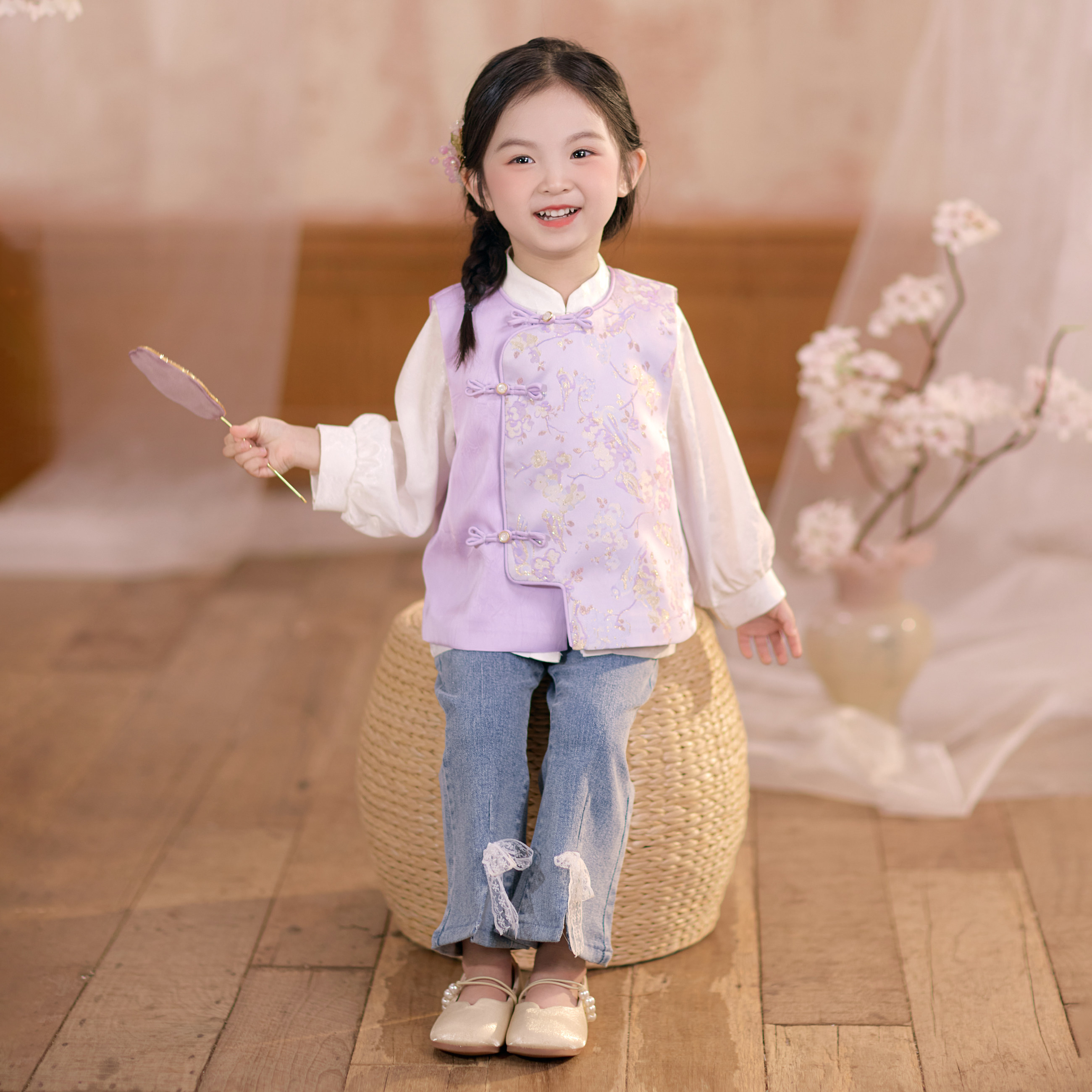 兮兮家中秋汉服女童新中式国风马甲上衣儿童日常可穿套装新款弦歌,童装/婴儿装/亲子装,汉服,淘宝优惠券,粉丝福利购,淘宝优惠卷