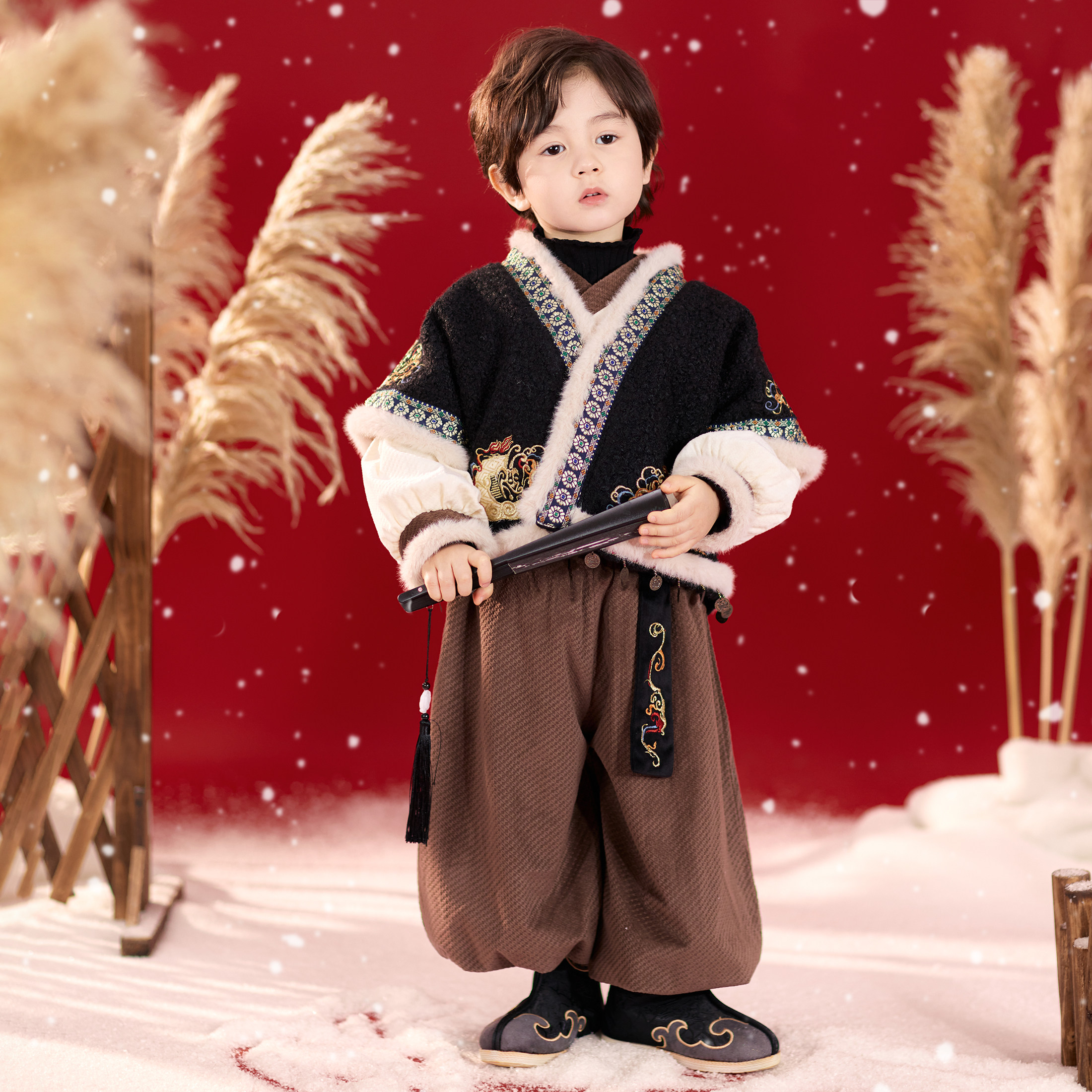 兮兮家男童冬季新款中国风汉服套装儿童新中式新年加绒加厚拜年服,童装/婴儿装/亲子装,汉服,淘宝优惠券,粉丝福利购,淘宝优惠卷