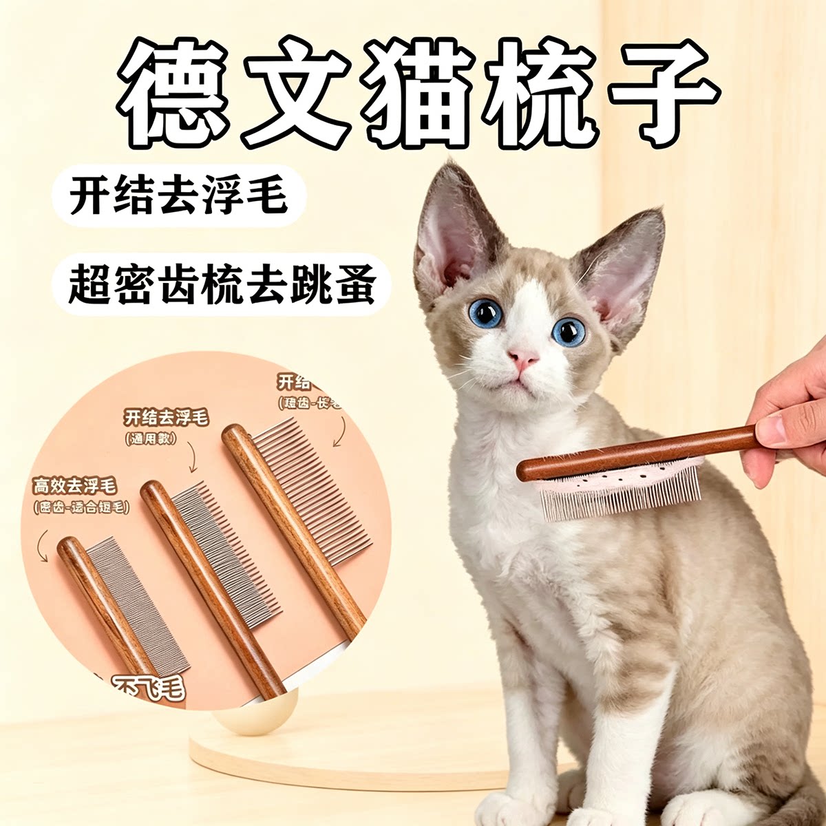 德文猫梳子卷毛猫专用梳毛猫咪