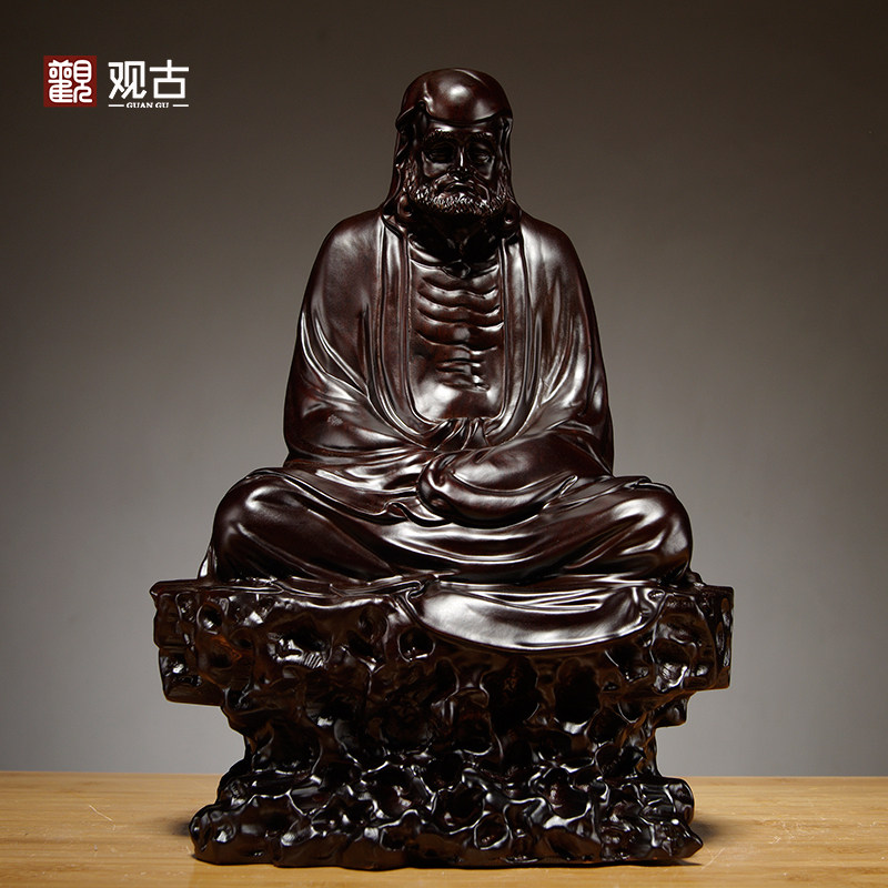 黑檀木雕刻达摩祖师摆件中式禅意家居客厅玄关装饰摆设工艺礼品摆