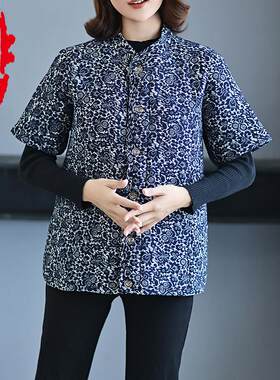 加绒加厚妈妈装短袖驼绒马夹