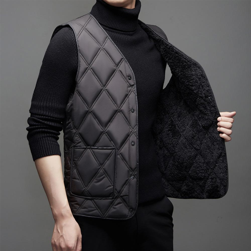 新款加绒羽绒棉马甲男士秋冬季