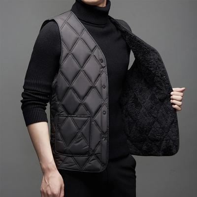 新款加绒羽绒棉马甲男士秋冬季