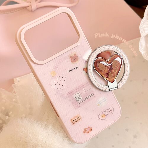 适用小熊碱水包苹果17promax手机壳16磁吸支架13iPhone15华为三星