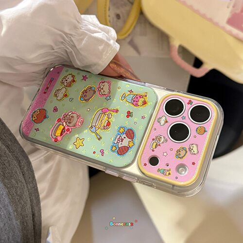适用清新色彩苹果17promax手机壳iphone16透明14全包1517卡通鎏金
