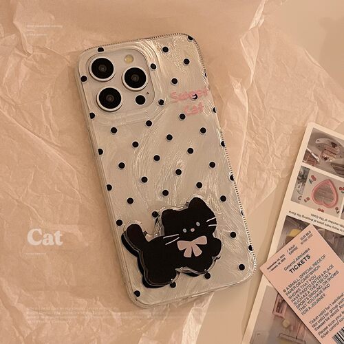 适用ins风波点苹果17pro maxiphone16手机壳15羽纱14猫咪支架11硬